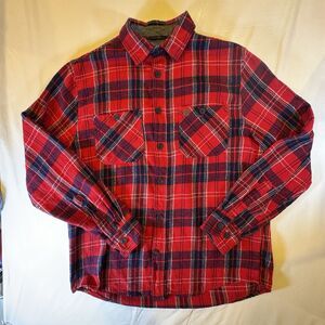 Mens Coleman Plaid Red Flannel Cotton Shirt Size M